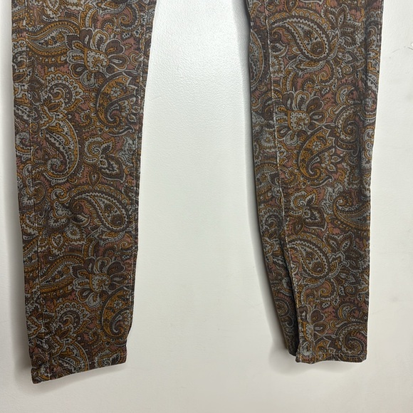Prana | Retro Corduroy Orange & Brown Patterned Skinny Pants | Fitted Low Rise - Picture 5 of 10